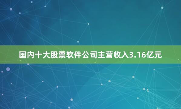 国内十大股票软件公司主营收入3.16亿元
